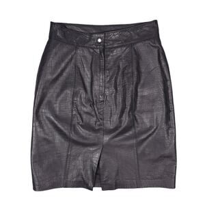 Toffs Genuine Leather Vintage High Waist Skirt Reptile Croc Embossed